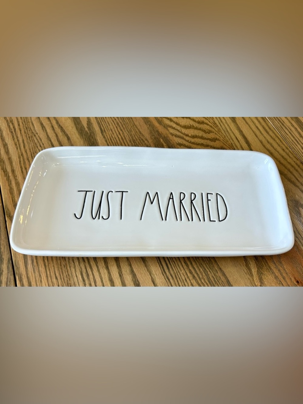 Rae Dunn White Ceramic Tray “Just Married”